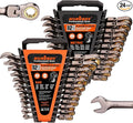 HORUSDY Flex-Head Ratcheting Combination Wrench Set,24-Piece Flex-Head Ratcheting Wrench Set(Metric and SAE)