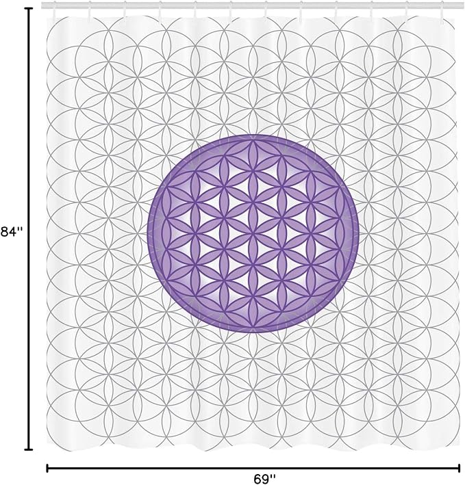 Ambesonne Geometry Shower Curtain, Interlace Circles of Time and Space Theme Vortex Natural Geometry Myth Form, Cloth Fabric Bathroom Decor Set with Hooks, 69" W x 84" L, Blue Violet