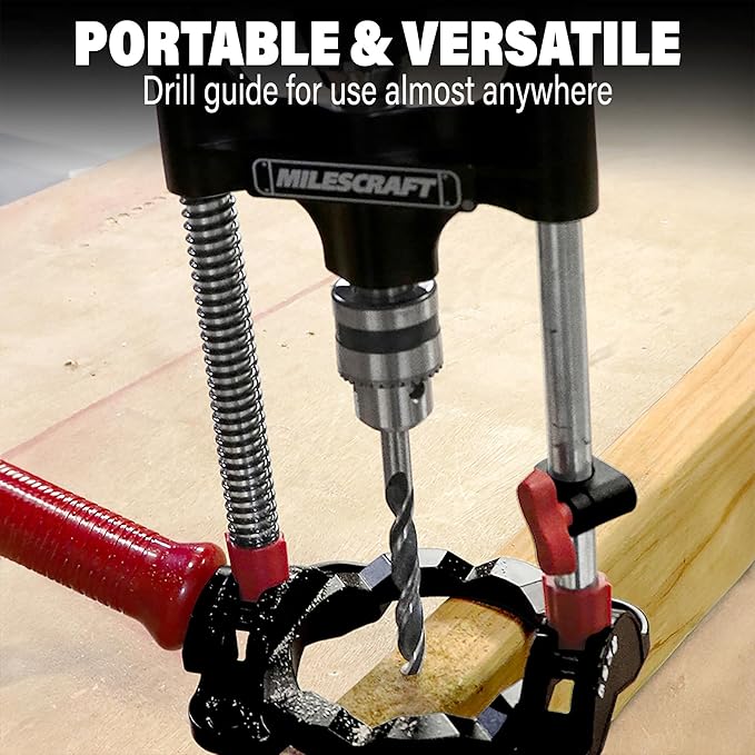 Milescraft 1318 DrillMate Portable Drillling Guide – Precision Drilling Jig Attachment for Drilling Angled or Straight Holes, Adjustable Drill Guide Attachment, Portable Drill Press with 3/8” Chuck