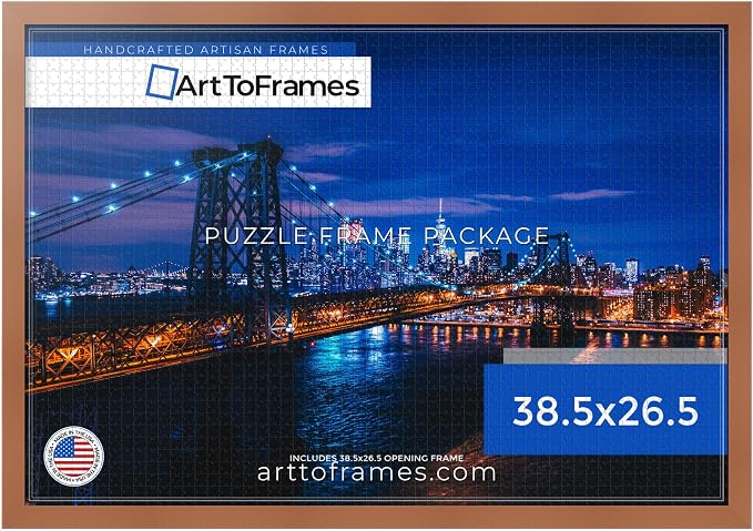 ArtToFrames Puzzle Frame for Buffalo Games 1500, 2000 Piece Jigsaw Puzzles, 38.5x26.5 Inch (98x67 cm), Burnt Umber Engineered Wood with Economy Acrylic, Ready to Hang Puzzle Display