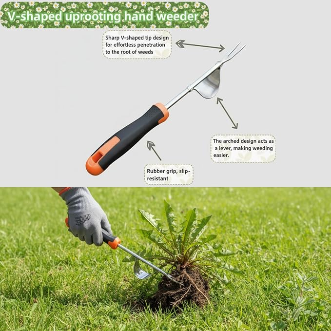 Weed Puller Tool, portable garden tool, Four-Tined Weeding Tool, Uprooting Weeding Tools, Crevice Weeder, Backyard Farming Weeding ，Weeding Equipment for Outdoor Camping ，Weed Removal Tool (style2)
