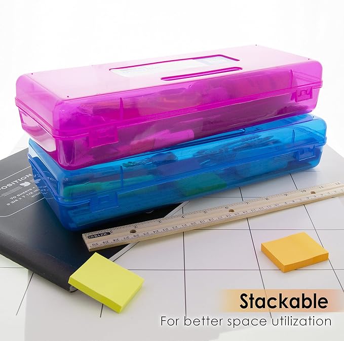 BAZIC PRODUCTS Bright Color Ruler-Length Utility Box, 13 3/8 x 5 3/8 x 2 1/2 in, for School Office Supplies, Case of 12