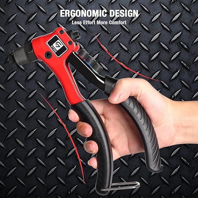 Rivet Gun, GIANTISAN Pop Rivet Tool Kit with 200 Rivets and 4 Drill Bits, Manual Hand Riveter Kit with Rugged Carrying Case