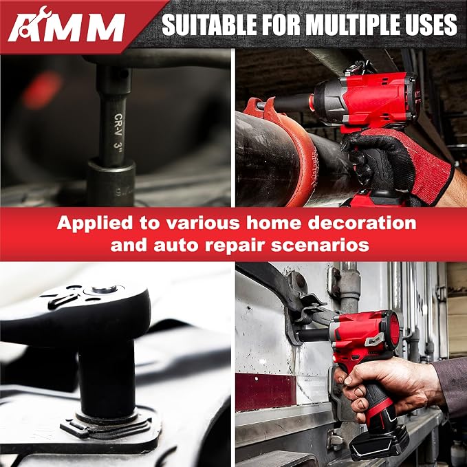 AMM 123Pcs Impact socket set，1/4”3/8”Drive Deep&Shallow Socket wrench set，6 Point Metric&Standard Full 5/32"-3/4"，4-22mm with Spark plug sockets，72T Ratchet handle，Screwdrivers，for Automotive&Home