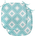 Lunarable Geometric Chair Seating Cushion Set of 2, Nested Diagonal Squares with Tiny Polka Dots Symmetric Repetition, Anti-Slip Seat Padding for Kitchen & Patio, 16"x16", White and Pale Teal