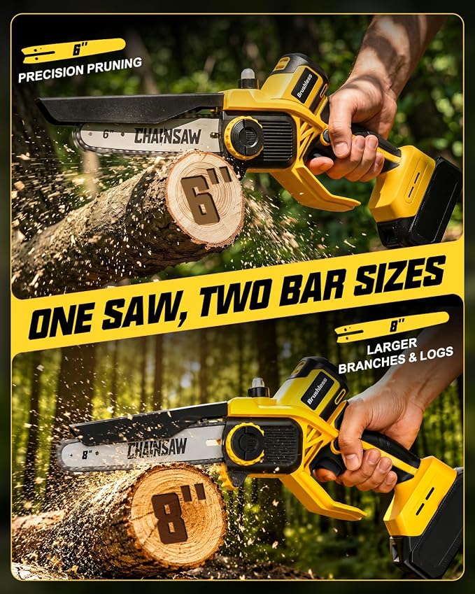 Electric Mini Chainsaw Compatible with DeWalt 20V Max, Tool only | 6" 8" Chain Saw for Branch Cutting, Tree Trimming, Shrub Trimming, Small Logs, Garden, Orchard, Yard Cleanup, Men Gifts