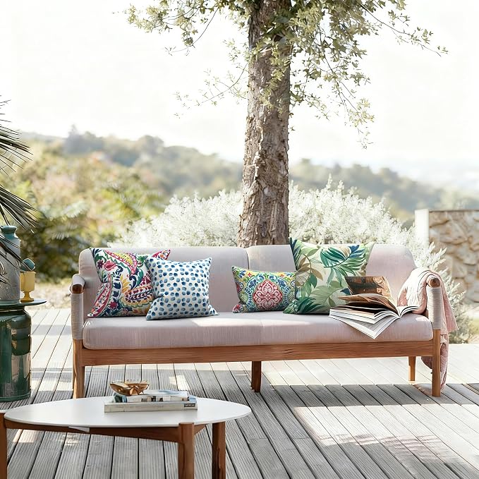 LVTXIII Outdoor Throw Pillows, Decorative Throw Pillows with Inserts, 16"x16" Square Pillows for Bed, Couch, Sofa and Patio Furniture, Set of 2, Brush Blue