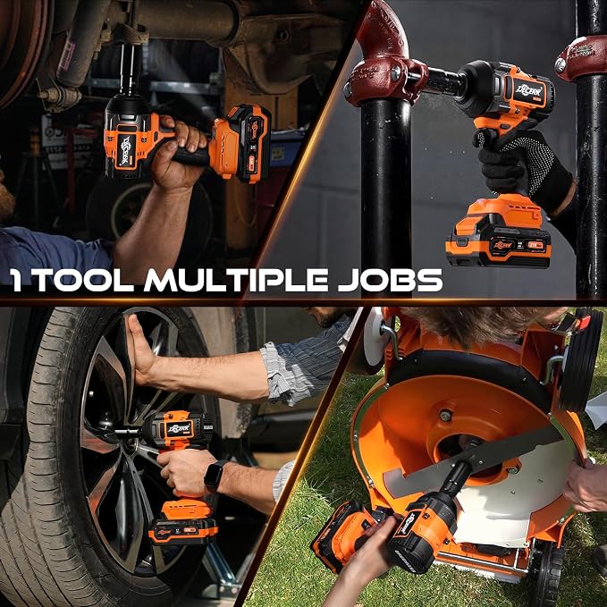 DECERK 900Nm High-Torque Impact Wrench - Covers 94% of OEM Torque Specs for Trucks, SUVs & Farm Equipment [4000mAh Dual Batteries] [1/2 Inch Driver] [21V MAX] Brushless, Cordless, Electric, Power,Gun