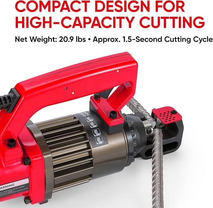 Electric Rebar Cutter, Portable 1300W Hydraulic Rebar Cutting Tool, Cuts up to 3/4 inch (#6) 4-20mm, 120V Corded, 1.5s Fast Cut, Model PC-20