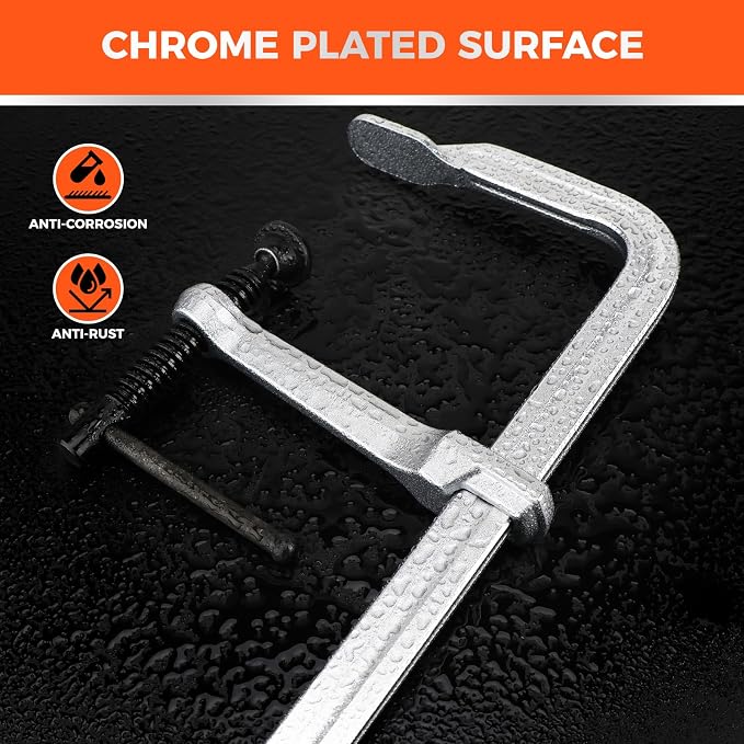 HORUSDY 4PCS Heavy-Duty Bar Clamps, 12-Inch F Bar Clamps with 1200LBS Strong Clamping Force, Drop-Forged Steel Frame, Smooth Adjustment for Woodworking, Metalworking, Welding, DIY, and Garage Projects