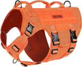 OneTigris Large Tactical Dog Harness, No Pulling Adjustable Dog Vest Harness, Heavy Duty Dog Harness with Handle, Large Hook and Loop Panels for Patch(Orange,M)