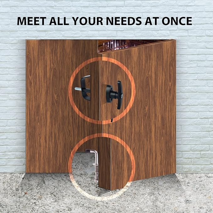 5 Keys Double Door Shed Hardware Kit - Includes Barrel Bolt, Latch, and Double Door Hardware for Easy Installation for Gates, playrooms，Added Protection and Versatility