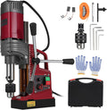1.57 Inch Magnetic Drill Press, 210mm Max Stroke, 13000N Magnetic Force, 1550W 820RPM Portable Electric Mag Drill Machine for Metal Drilling, Industrial Grade with Drill Chucks & Annular Cutters Kit