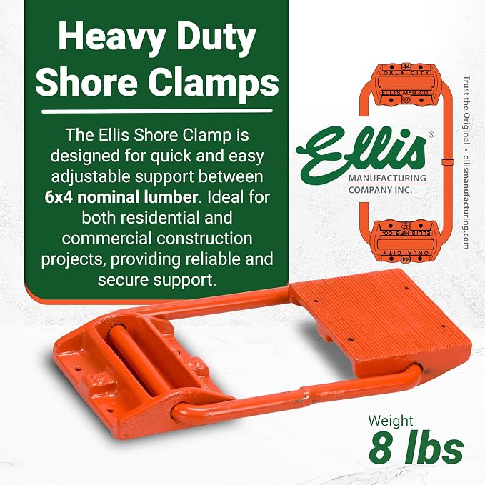 Ellis Shore Clamps - 6x4 Lumber Size, Adjustable Support System, Durable & Secure, Long-Lasting for Woodworking