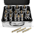 19 PCS (1/2" to 2-1/8") Carbide Hole Saw Kit for Metal - Heavy Duty TCT Hole Cutter Drill Bits Set with Titanium Pilot & L-Wrench, for Stainless Steel/Iron/Aluminum | Metal|