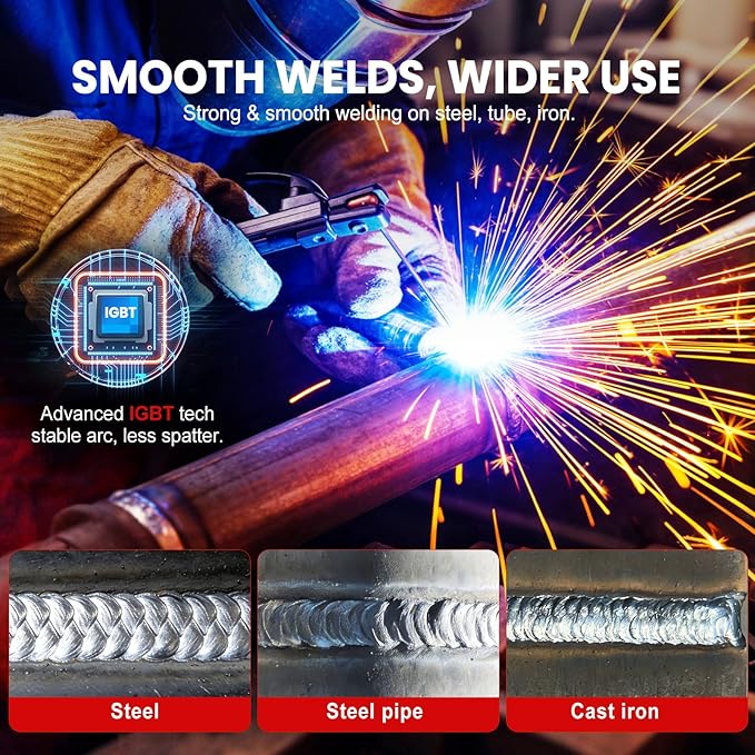 Wrdlosy-MINI Portable Stick Welder 250Amp, 110V Welding Machine with 20PCS Rods & Gloves – Compact Arc Welder Kit for Beginners, Home DIY, Metal Repairs (Iron, Steel, Stainless Steel)