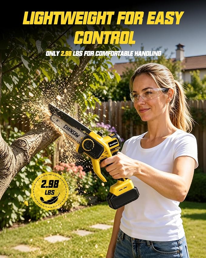 Electric Mini Chainsaw Compatible with DeWalt 20V Max, Tool only | 6" 8" Chain Saw for Branch Cutting, Tree Trimming, Shrub Trimming, Small Logs, Garden, Orchard, Yard Cleanup, Men Gifts