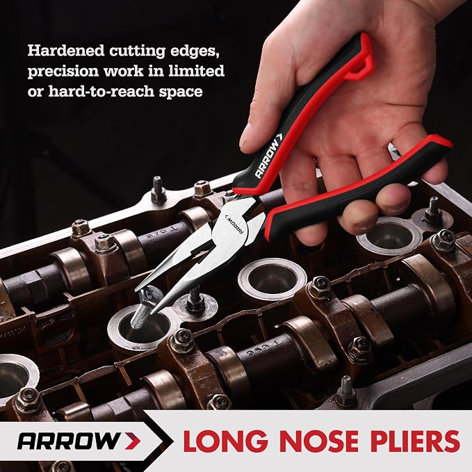 ARROW 4-Piece Pliers Set, CR-V Steel | 8 Inch Diagonal, Long Nose, Slip Joint, 10 Inch Groove Joint Pliers, Ergonomic Anti-slip Handle, for Basic Repair