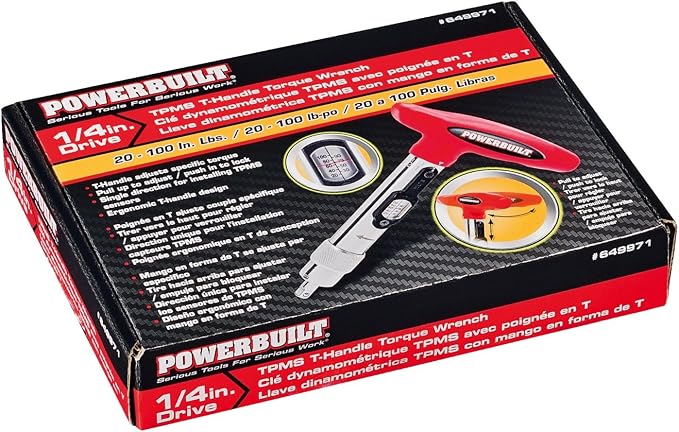 Powerbuilt 1/4 inch Drive Ratcheting T-Handle Torque Wrench, 20-100 in. lb. Range, Easy to Set and Lock in Place, for TPMS Systems and Bike Repair Assembly, Great for Carbon Fiber Handlebars - 649971