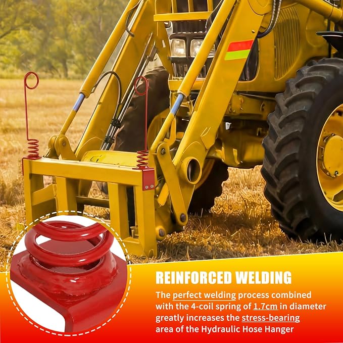 Hydraulic Hose Holder Tractor - 0.3" (8cm) Thick Plate Hydraulic Hose Saver, Bolt-On/Weld-On Hydraulic Hose Hanger Clamp, Rust-Proof | Heavy Duty for Skid Steer & Outdoor Use 1PC Red