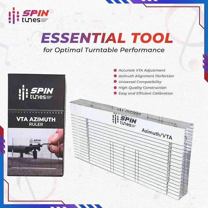 VTA Azimuth Ruler for Vinyl Enthusiasts - Accurately Set Vertical Tracking Angle Block for DJ Turntable and Azimuth Alignment - Essential Tool for Optimal Turntable Performance