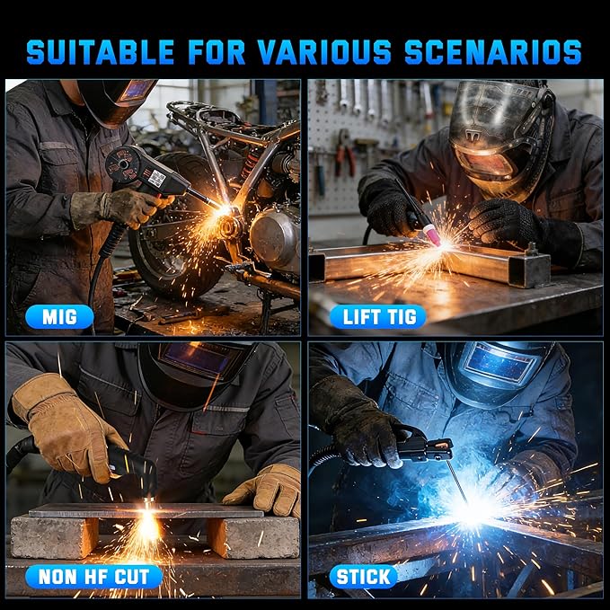 Reboot MIG Welder Plasma Cutter Combo 130A 7-in-1 Welding Machine Gas MIG/Flux Core/Aluminum Welder/Plasma Cut/Stick/LIFT TIG 120V/240V Dual Voltage Multiprocess Welder with Spool Gun