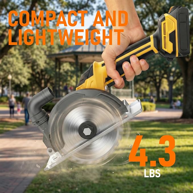 6 In Brushless Circular Saw Compatible with Dewalt 20V Battery(NO Battery) | Cordless Circular Saw with Tool Bag,Guide Ruler,6" Blade,2" Cutting Depth,0-45°Bevel for Wood,PVC and Plastics