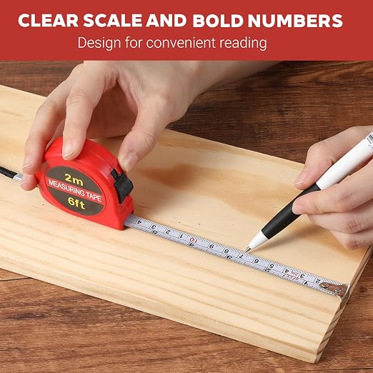 50 Pcs 6 FT Mini Tape Measure Retractable Bulk Small Measuring Tape Pocket Size Measurement Tool for Operation Christmas Items Party Favor Gifts Stuffers for Men (Red)