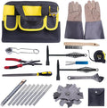 Welding Accessories Kit, 20-Piece Welding Tool Set with Storage Bag, Chipping Hammer, Leather Welding Gloves, Soapstone Holder, Wire Brush, Fillet Gauge, Pliers, Adjustable Wrench, Half-Round File