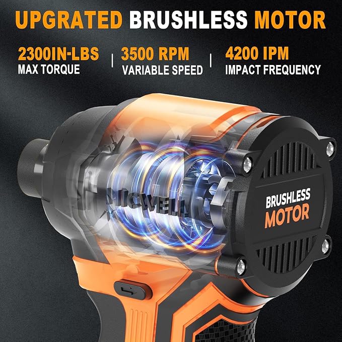 MICWELL Cordless Impact Driver (Tool Only) Compatible with Dewalt 20V Max Battery, Up to 2300 In-lbs Brushless 1/4" Impact Driver, 4-Speed Lightweight with Tool Bag, LED Light