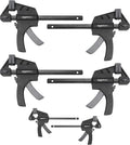 Amazon Basics 6-Piece Easy-to-Use One-Handed Trigger Clamp Set, 2 Pack of 4-inch, 4 Pack of 6-inch, Black/Grey