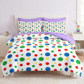 Nesker Comforter Set Twin Size, Rainbow Green Red 5 Pcs Bedding for Kids and Adults, Blue Yellow Polka Dot Bed Sheet Sets with Fitted Sheet Pillowcase & Sham