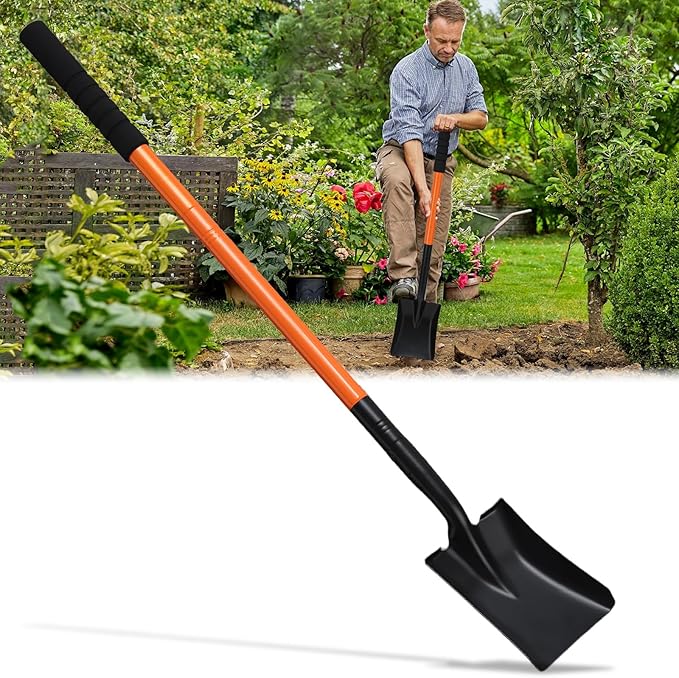 Small Garden Shovels for Digging, Small Spade Square Trench Shovel with 43.3" Metal Handle,Mini Transfer Small Flat Shovels for Gardening,Planting,Digging,Landscaping,Camping,Kids Sand Beach Shovels