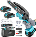 Mini Chainsaw Cordless, 8 Inch & 6 Inch Portable Electric Chainsaw,Battery Powered Handheld Power Chain Saw with 2 Batteries and Auto Oil,Gifts for Father, Dad, Husband, Men