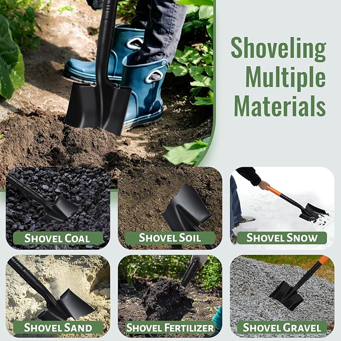 Small Garden Shovels for Digging, Small Spade Square Trench Shovel with 43.3" Metal Handle,Mini Transfer Small Flat Shovels for Gardening,Planting,Digging,Landscaping,Camping,Kids Sand Beach Shovels