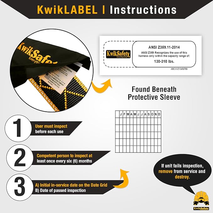 KwikSafety - SCORPION Safety Harness [w/Attached 6ft Lanyard] Safety Harness Fall Protection Kit ANSI OSHA