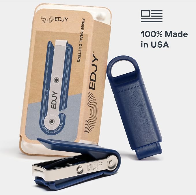 EDJY Fingernail Cutter - Precision Stainless Steel Nail Cutter for Fingernails | Sharp Blade, Ergonomic Design, Durable & Rust-Resistant | Ideal for Men and Women | Navy | 2-Pack