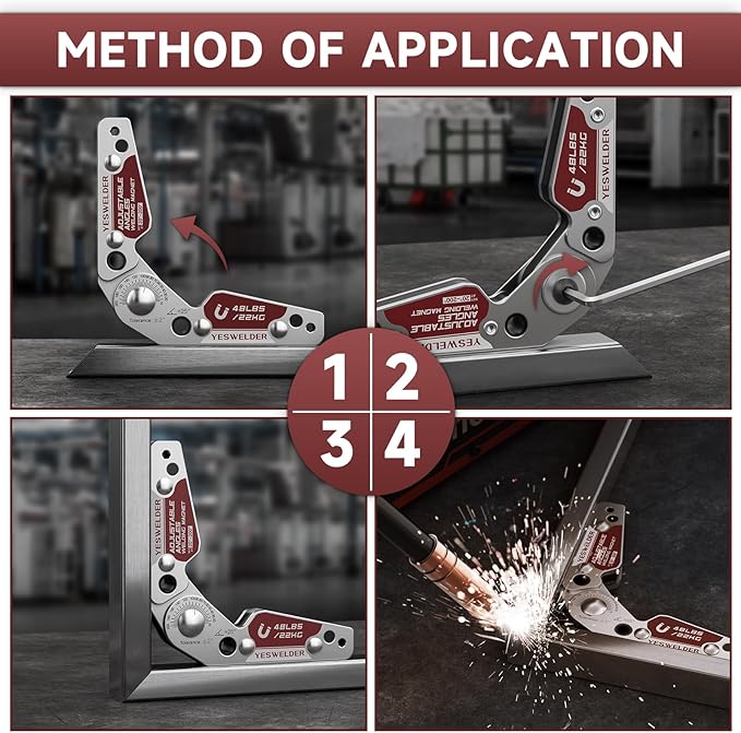 YESWELDER Adjustable Angle Welding Magnet 20-200° Magnetic Welding Holder of 48LBs Holding Power Welding Accessory (Pack of 2)