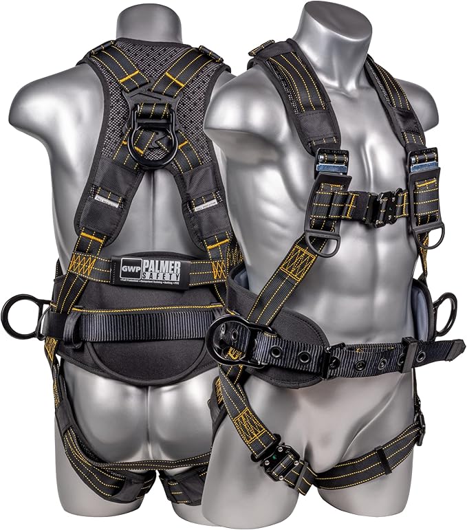 Hammerhead 5pt Safety Harness Back Padded, QCB Chest, Tongue Buckel Legs Straps, Back & Side D-Rings