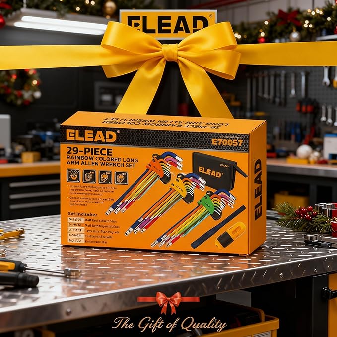 ELEAD 29-Piece Hex & Torx Key Set: Rainbow Colored Allen Wrench Set, SAE(1/16"-3/8") & Metric(1.5mm-10mm) & Torx(T10-T50), Long Arm Ball End, Allen Keys with T-Handle and Extension Bar