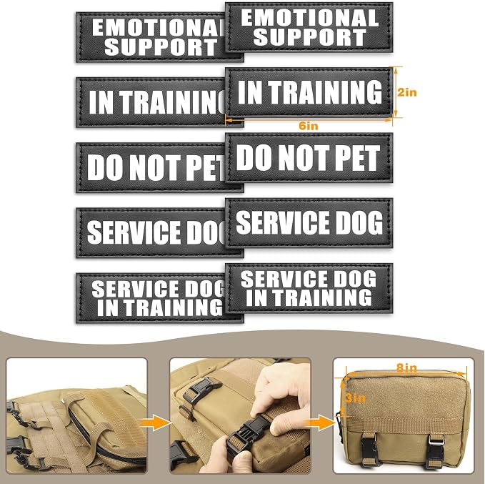 Tactical Dog Harness with Dog Leash, Service Working MOLLE Vest with 10 Pet Patches for Large Dog, No Pull Military Harness and Backpack for Training Hunting Walking