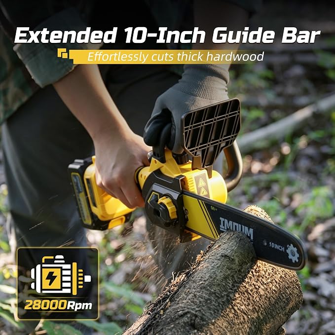 IMOUMLIVE 10-Inch Cordless Pole Saw & Mini Chainsaw 2-in-1, 1000W Brushless Electric Pole Saws for Tree Trimming, 21V 3.0Ah Battery Powered Chain Saw with Extension Pole, 14.6FT Reach Tree Trimmer
