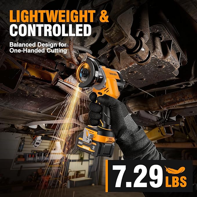 ALLOYMAN 20V Cordless Mini Circular Saw, Brushless 18,000 RPM, 3-Inch CuttingTool with Forward/Reverse, LED Light, 2×4.0Ah Batteries & Charger，for Wood, Metal,Tile,PVC Cutting
