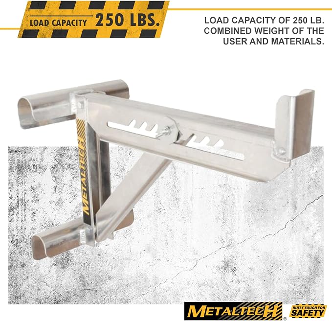 Metaltech 1 Unit 2-Rung Ladder Jack E-LJ20, Aluminum Jack for Scaffolding Extensions and Work Platforms, Scaffold, Masonry, Painting, Roofing Tool for Job Site and Home Improvement