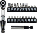 CONQUER 22pc Mini Ratchet Screwdriver Set, 1/4" Right Angle Phillips Kit | 72-tooth gear, 5° swing, 48 ft-lbs torque, Cr-V/S2 steel, spin disk, quick-release bits, EVA tray, EDC tight-space tool