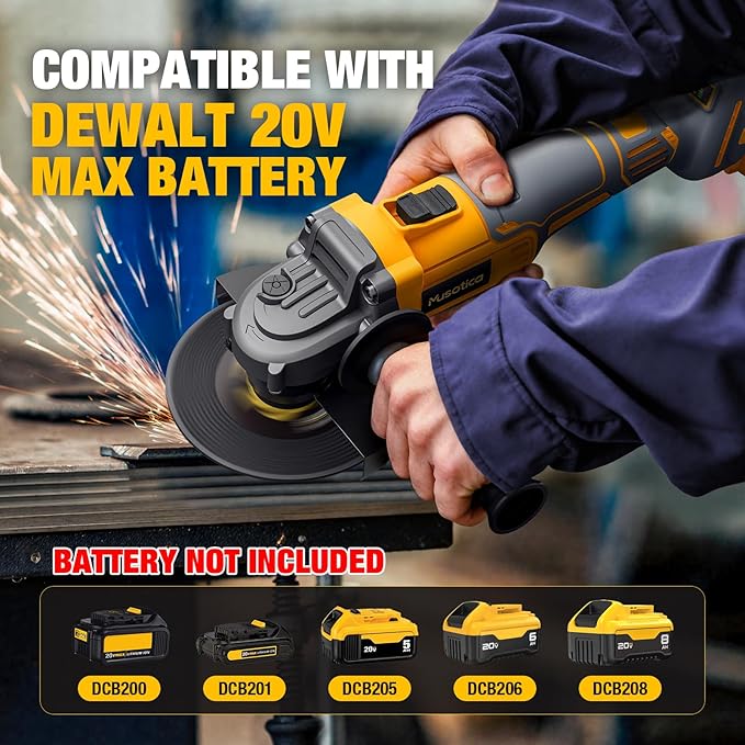 Angle Grinder Cordless for Dewalt 20V Max Battery, Brushless, 4 1/2" Cordless Grinder, Variable Speed, Powerful 20V Angle Grinder Tool for Grinding Polishing Cutting (Battery Not Included)