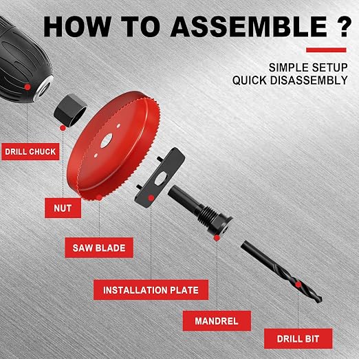 KATA 24PCS Hole Saw Kit, Hole Saw Set with 3/4"-6" (19-152mm) Saw Blades, Multi-Size Hole Cutter Drill Bits, Mandrel in Case, Clean Cutting Holesaw for Soft Wood, Drywall, Plywood, PVC, Plastic, Red