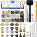 Glarks 160 Sets 2 Styles Leather Snap Fasteners Kit Including 12.5mm Metal Snap Buttons and 8 x 8mm Leather Rivets with 11Pcs Punch Hammer Setting Tools, Grease Pencils and Tape Measure