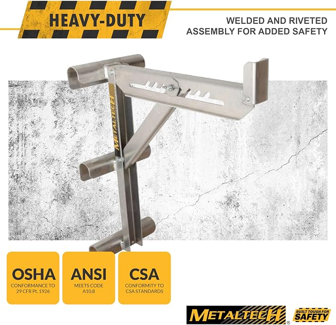 Metaltech 1 Unit 3-Rung Ladder Jack E-LJ30, Aluminum Jack for Scaffolding Extensions and Work Platforms, Scaffold, Masonry, Painting, Roofing Tool for Job Site and Home Improvement