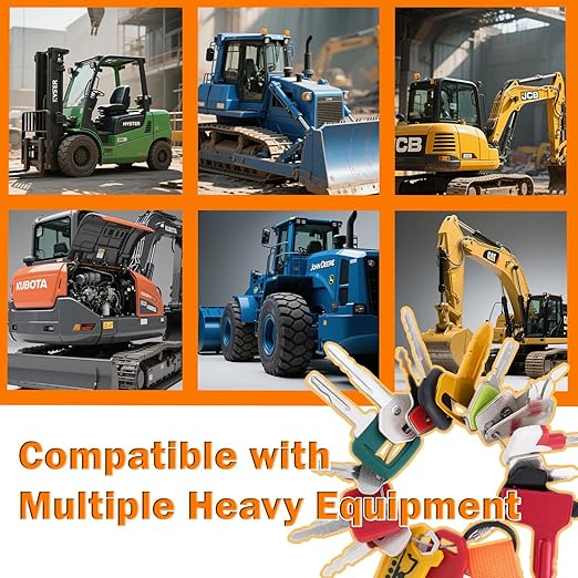 Heavy Equipment Keys Set, Construction Keys Master Set, Contractors Equipment Multi Keys fit Common Equipment Cat Caterpillar JD Komatsu Volvo Bobcat Kubota and More